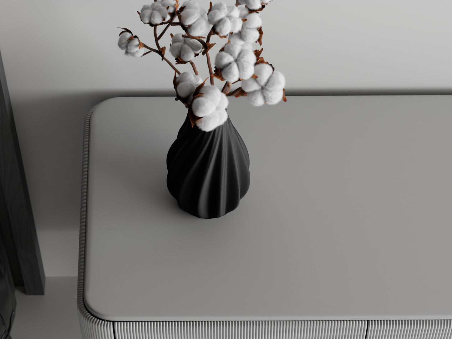 Vase mit glatten Rippen & geschwungenen Formen – 3D-gedruckte Designvase aus PLA für stilvolle Home-Deko & Trockenblumen