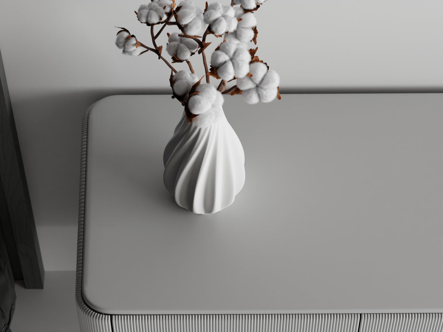 Vase mit glatten Rippen & geschwungenen Formen – 3D-gedruckte Designvase aus PLA für stilvolle Home-Deko & Trockenblumen
