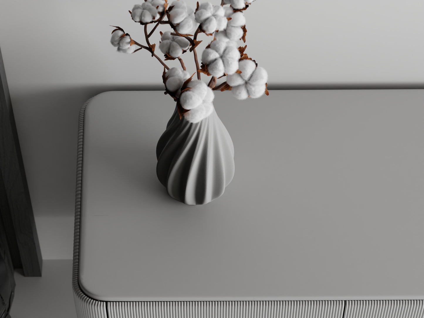 Vase mit glatten Rippen & geschwungenen Formen – 3D-gedruckte Designvase aus PLA für stilvolle Home-Deko & Trockenblumen