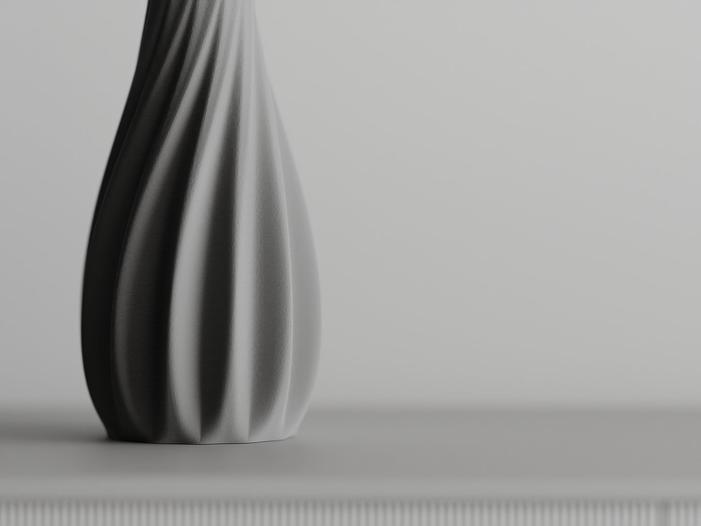 Vase mit glatten Rippen & geschwungenen Formen – 3D-gedruckte Designvase aus PLA für stilvolle Home-Deko & Trockenblumen